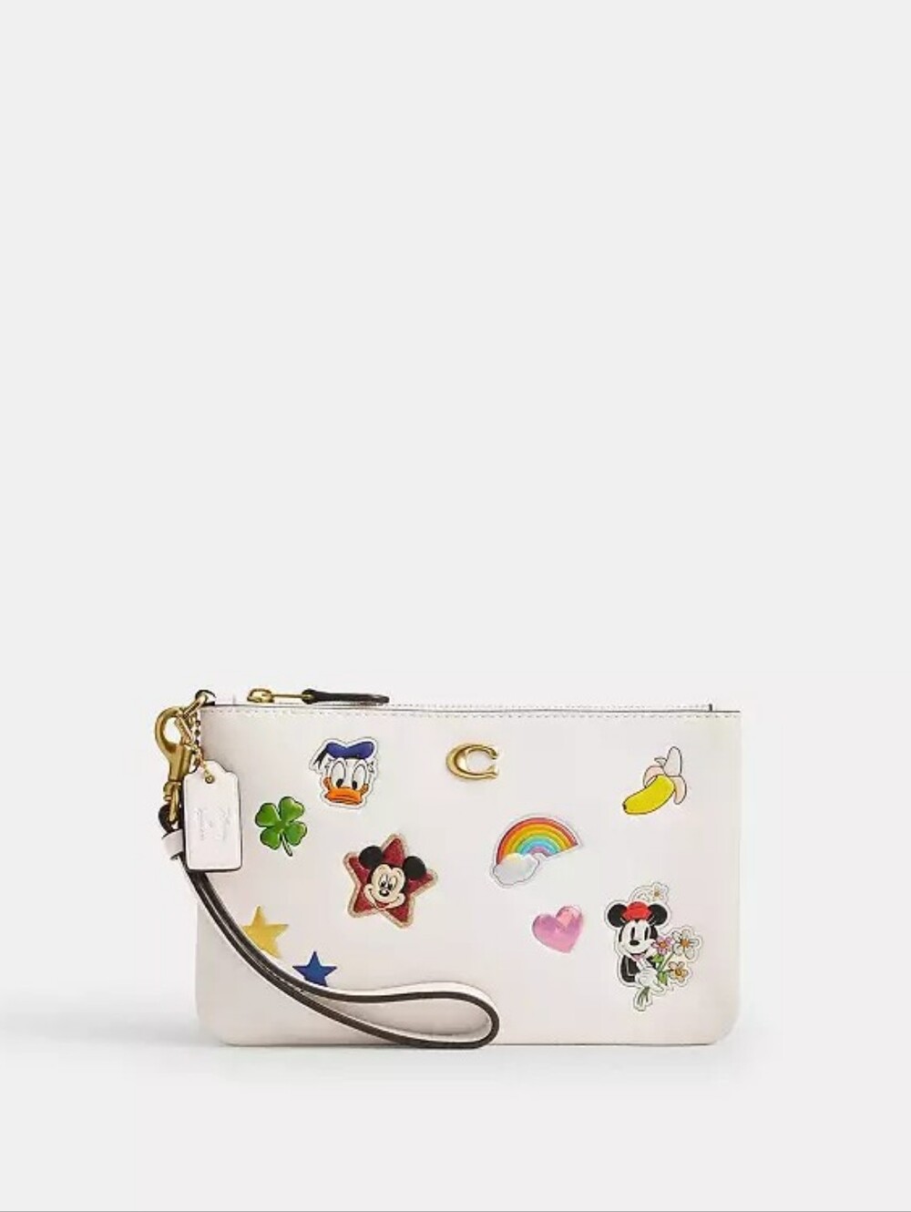 *NWT* [Coach X Disney] Small Wristlet in Sticker Print, Glovetanned Leather